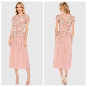 Mac Duggal Embellished Illusion High Neck Butterfly Sleeve Dress 9134